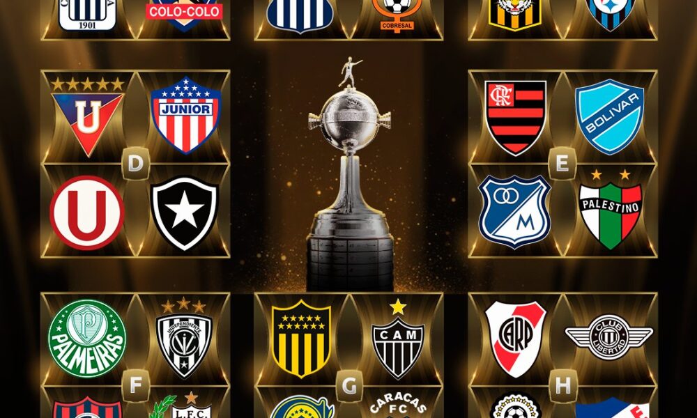 Arte com todos os grupos da Libertadores 2024