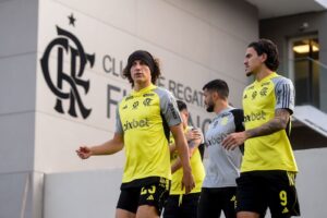 David Luiz e Pedro do Flamengo no treinamento